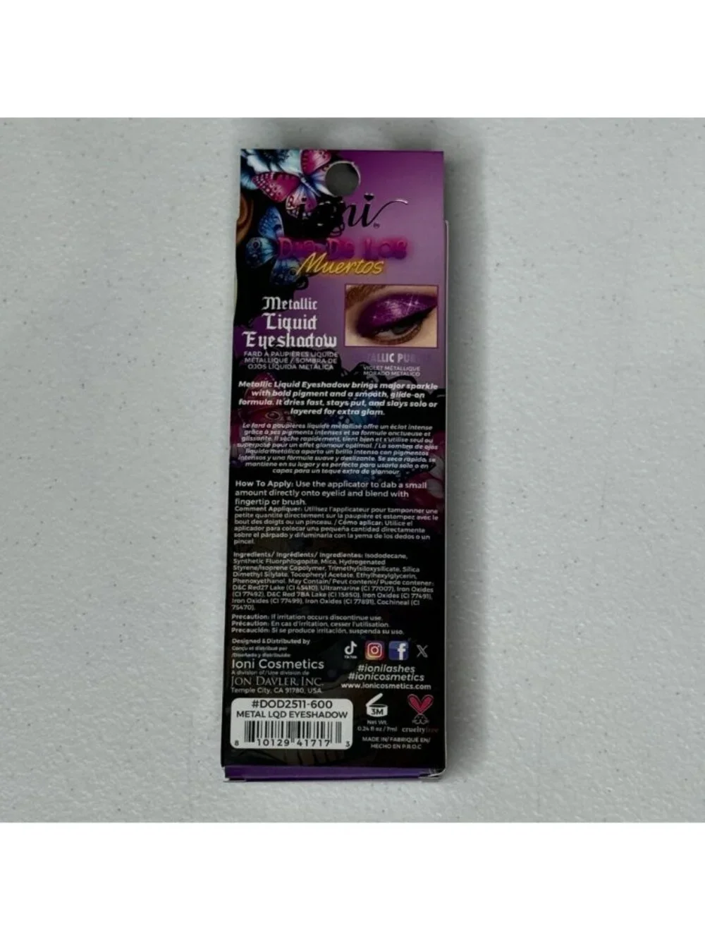 Ioni Metallic Liquid Eyeshadow Purple Shimmer Long Wear Makeup New
